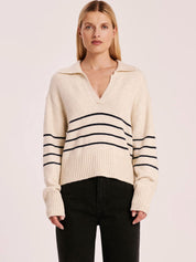 Logan Rugby Knit | Cloud Stripe