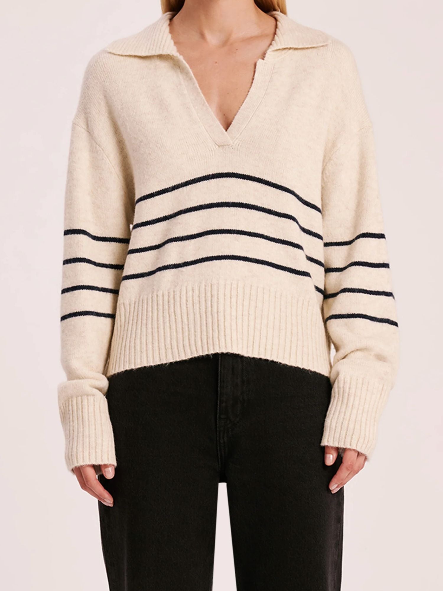 Logan Rugby Knit | Cloud Stripe