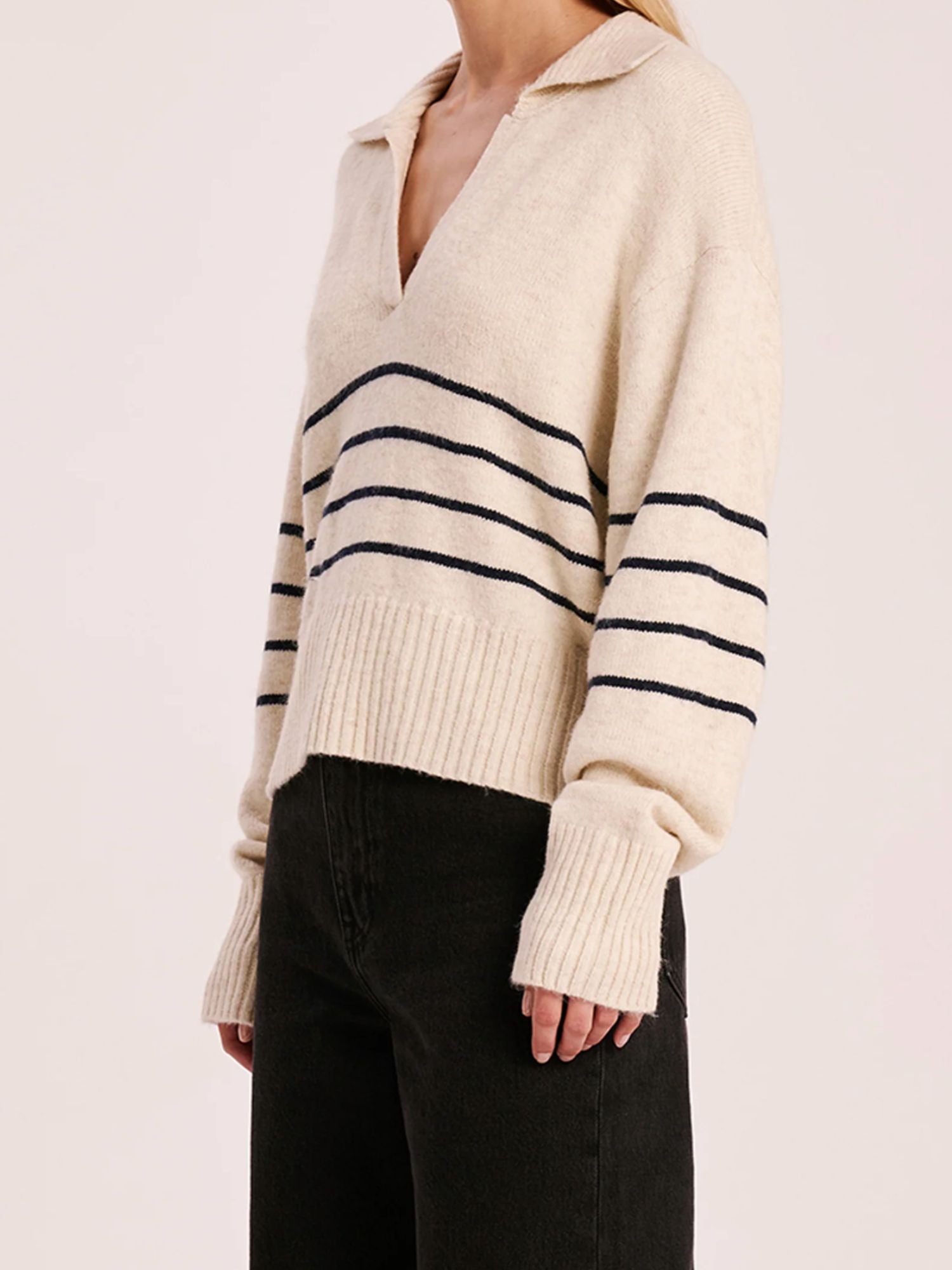 Logan Rugby Knit | Cloud Stripe