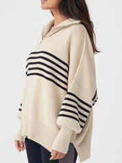 London Zip Sweater | Sand & Black