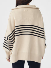 London Zip Sweater | Sand & Black