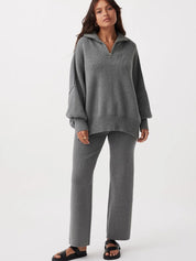 London Zip Sweater | Dark Grey Marle