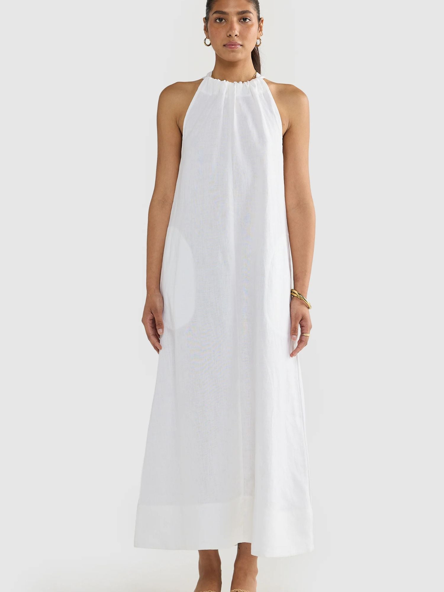 ORTC | Luna Linen Halter Dress - White