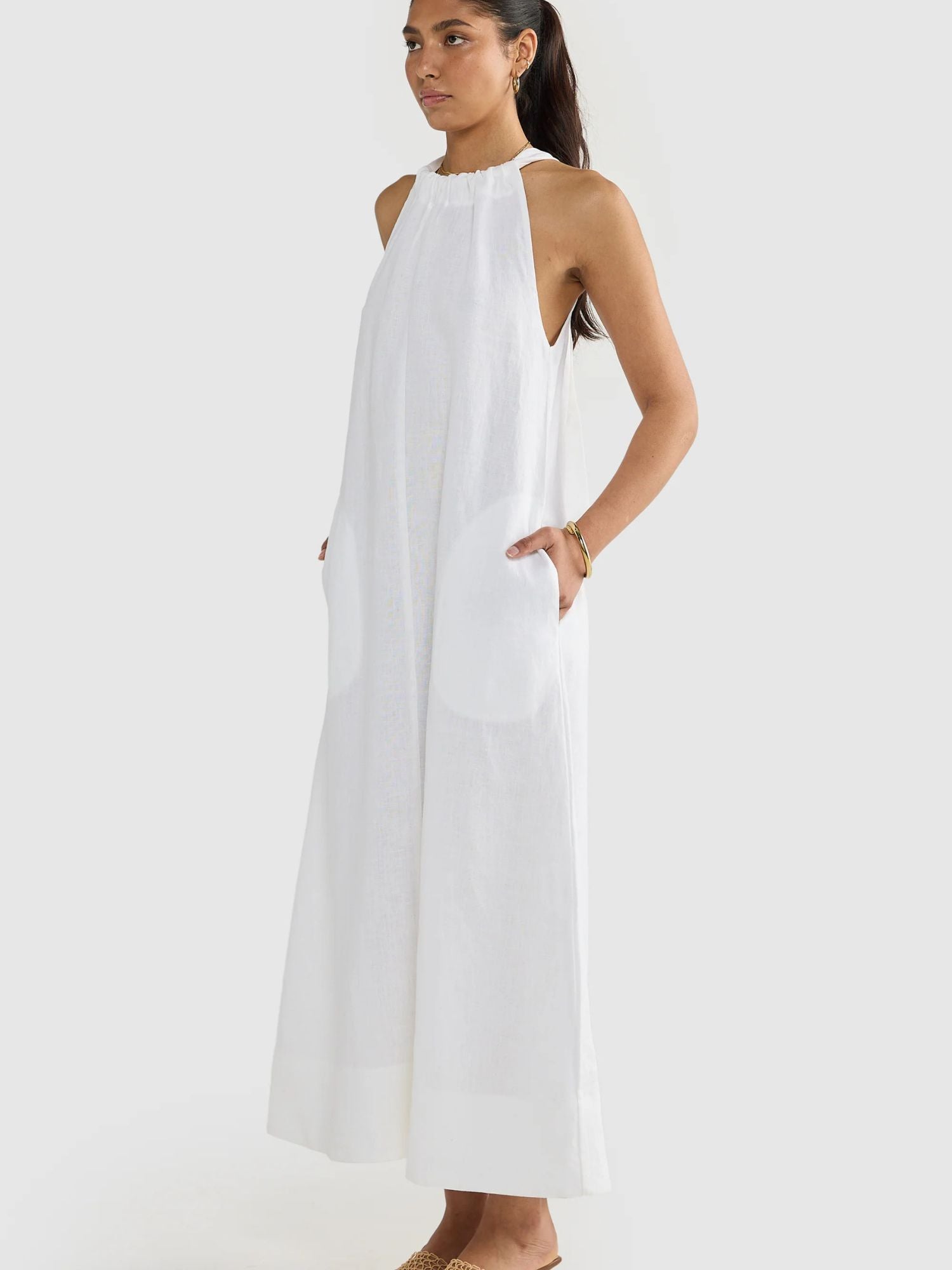 ORTC | Luna Linen Halter Dress - White