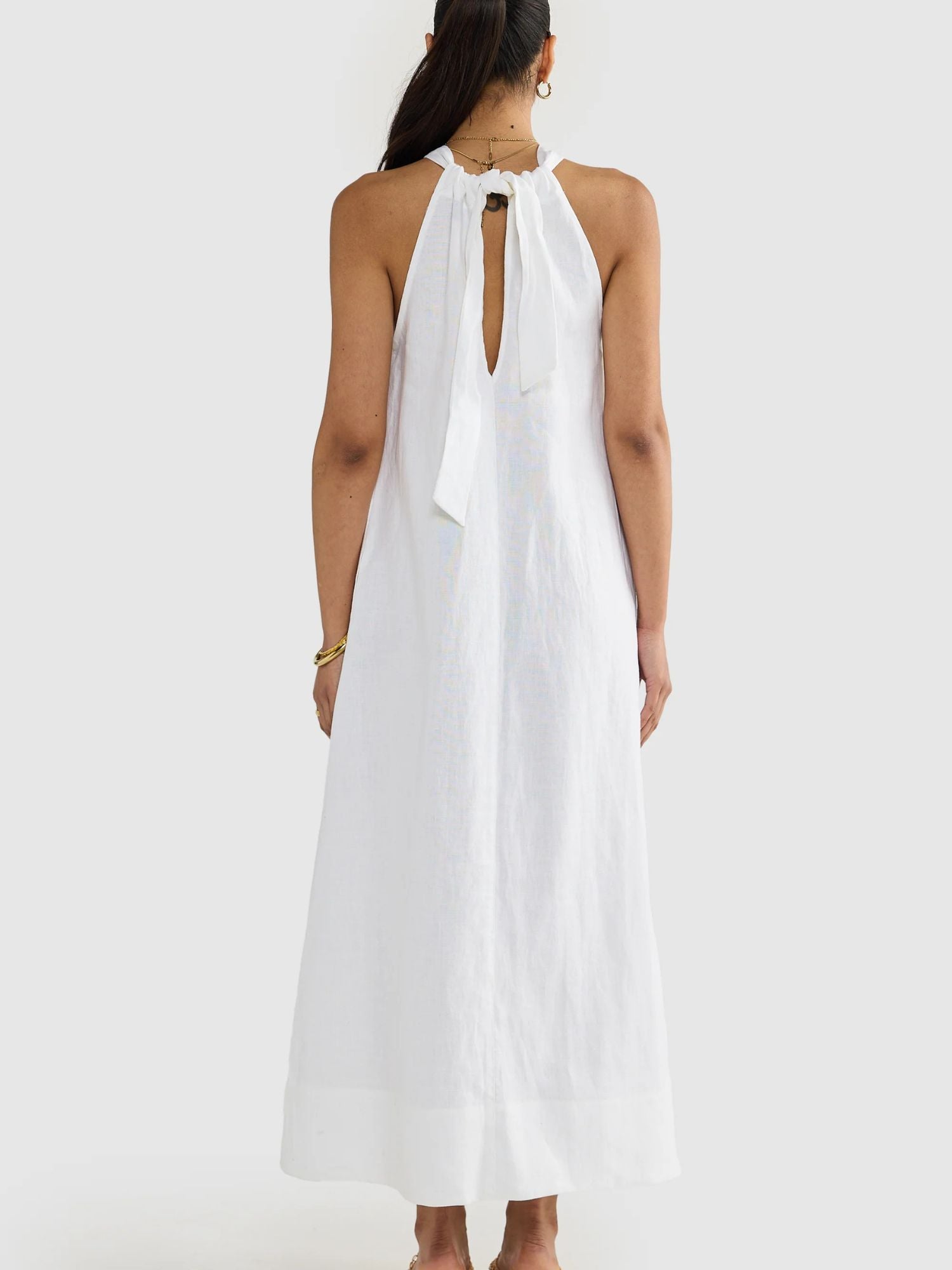 ORTC | Luna Linen Halter Dress - White