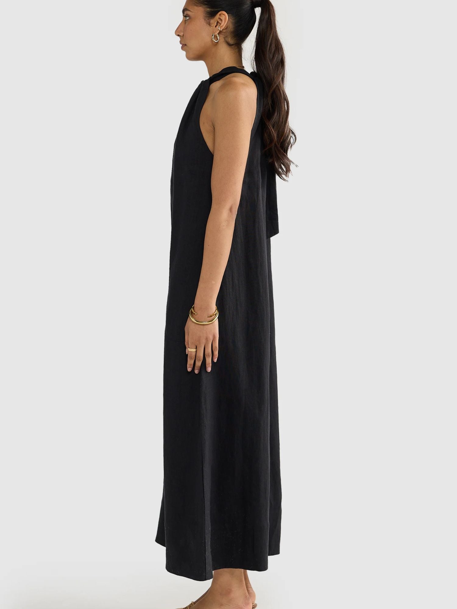 ORTC | Luna Linen Halter Dress - Black