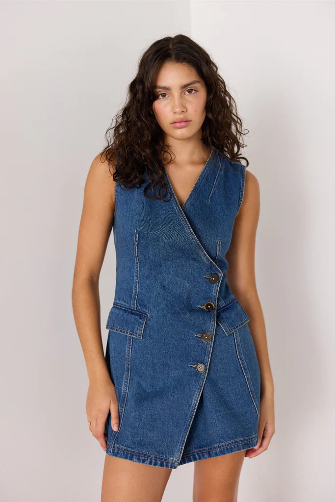 Mink Pink - Nora Denim Wrap Mini Dress