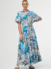 Maeve Maxi Dress | Cyan Patchwork