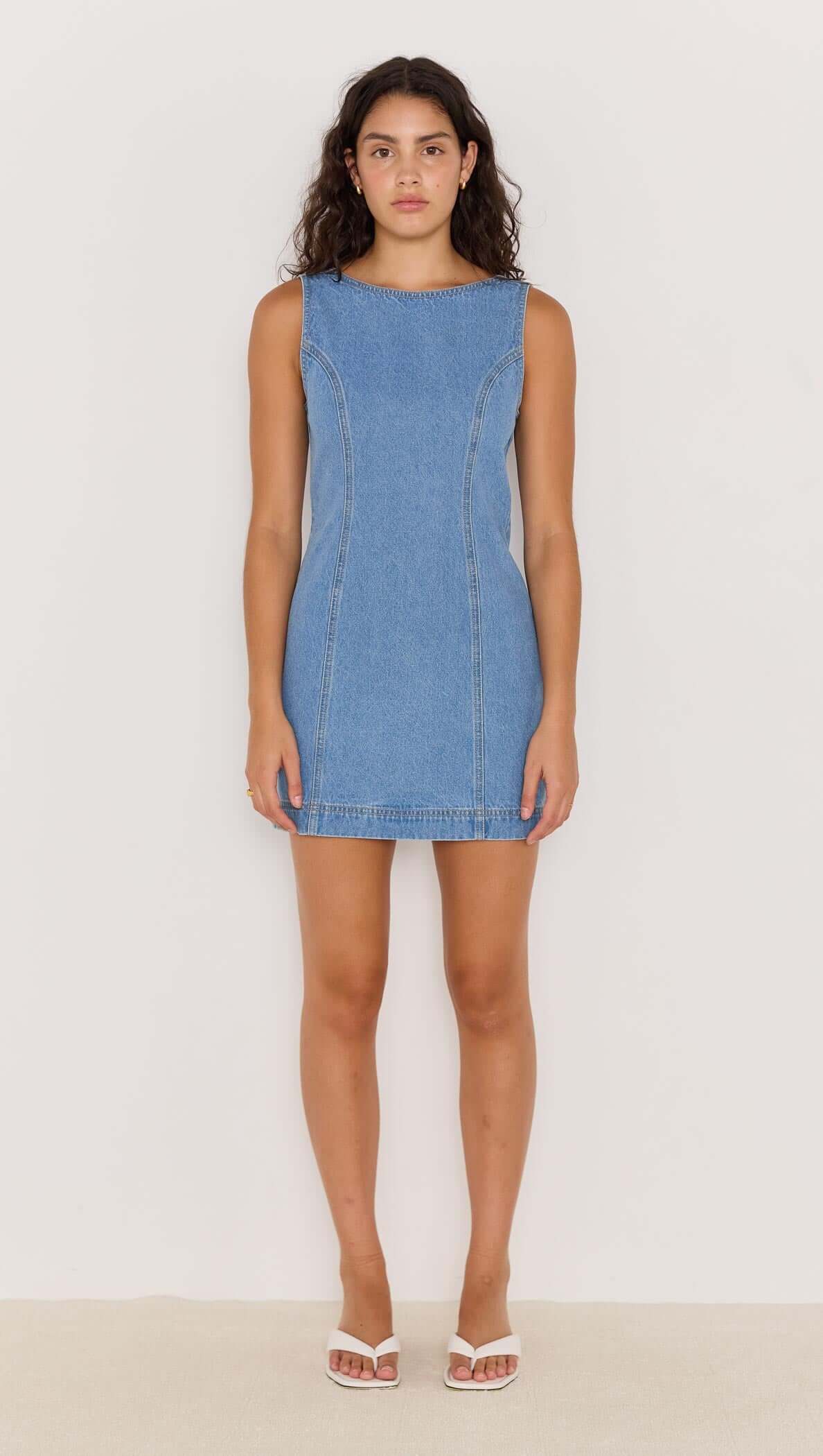 Milles Denim Mini Dress | Mid Blue