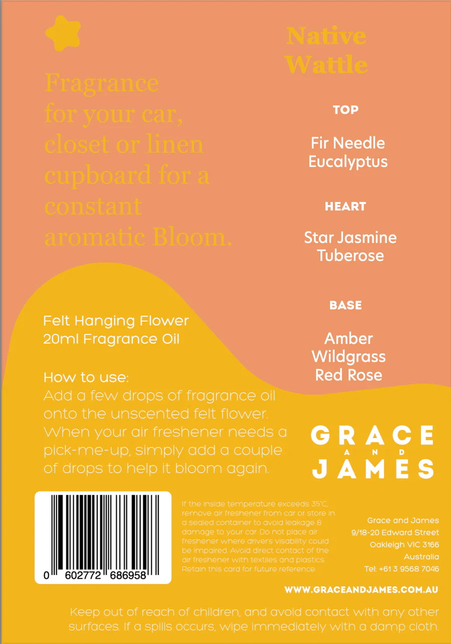 Grace & James Bloom Collection Felt Air Freshener  | Native Wattle