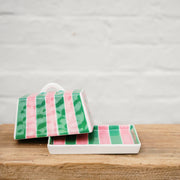 Large Butter Dish | Pink & Green Striped