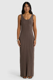 Amara Full Length Knit Dress | Espresso