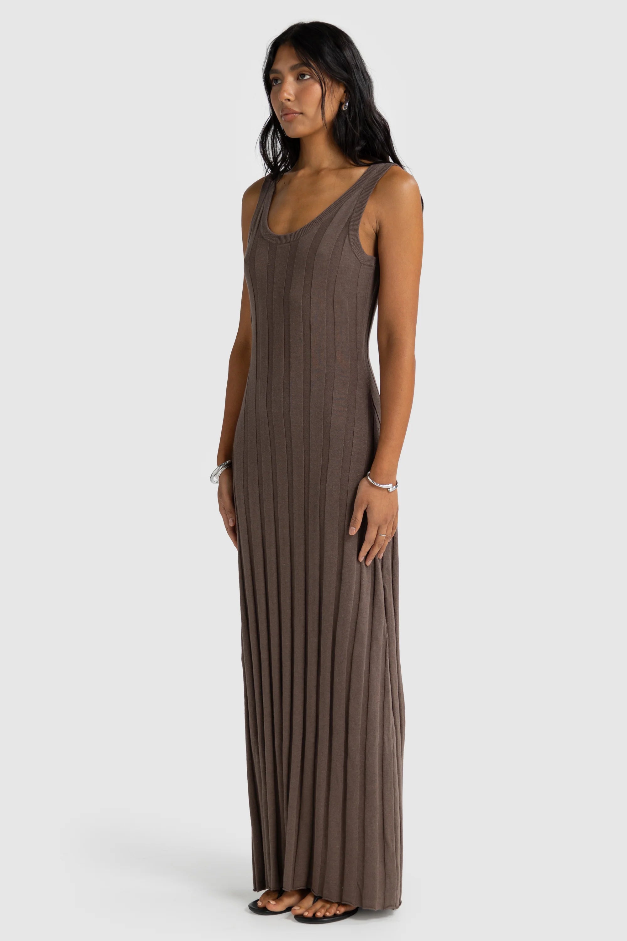Amara Full Length Knit Dress | Espresso