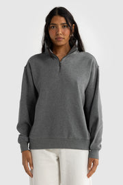 Ava Ribbed Quarter Zip | Charcoal