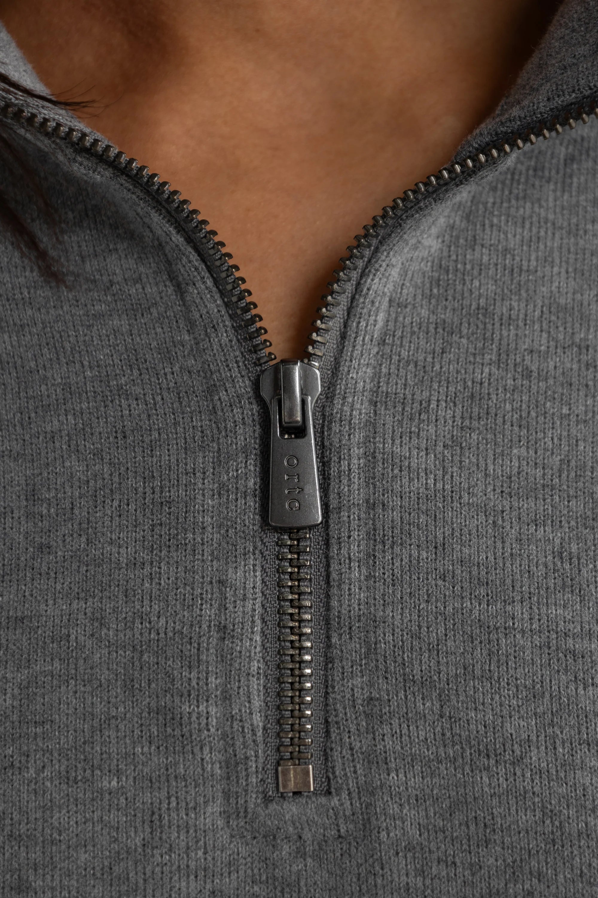 Ava Ribbed Quarter Zip | Charcoal
