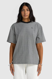 Darla Oversized Stripe Tee | Black