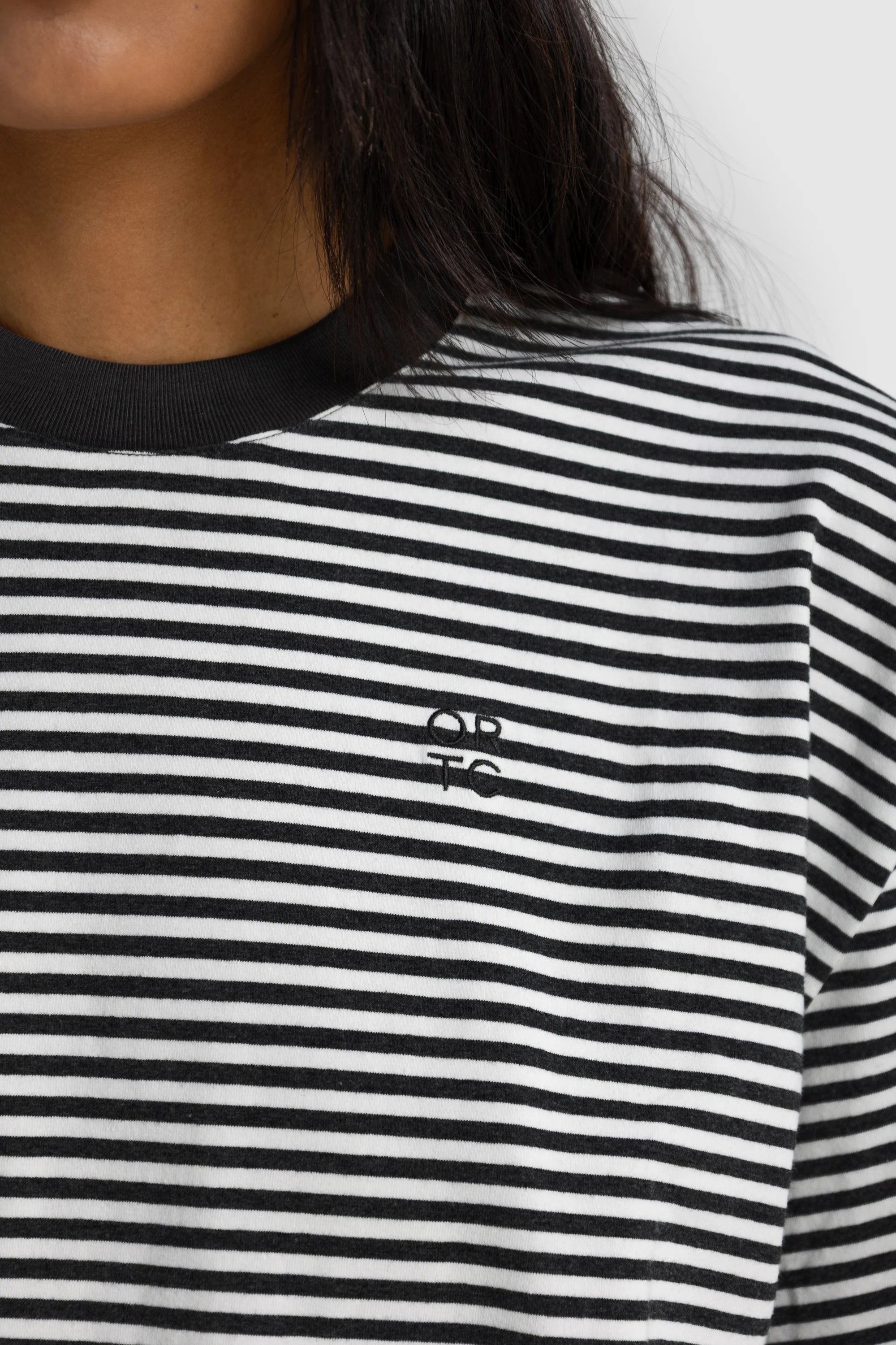 Darla Oversized Stripe Tee | Black