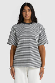 Darla Oversized Stripe Tee | Charcoal