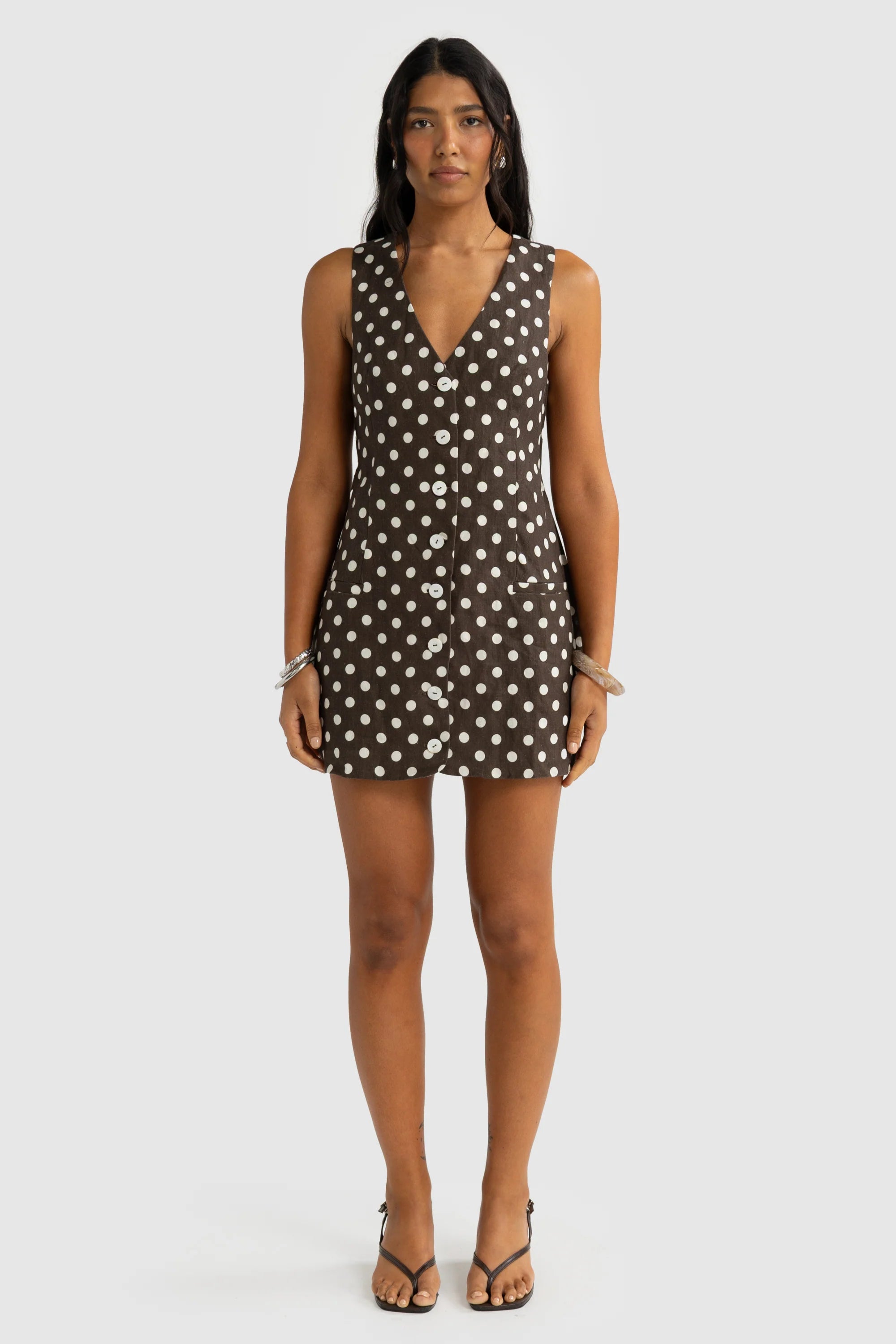 Koda Linen Mini Dress | Polkadot
