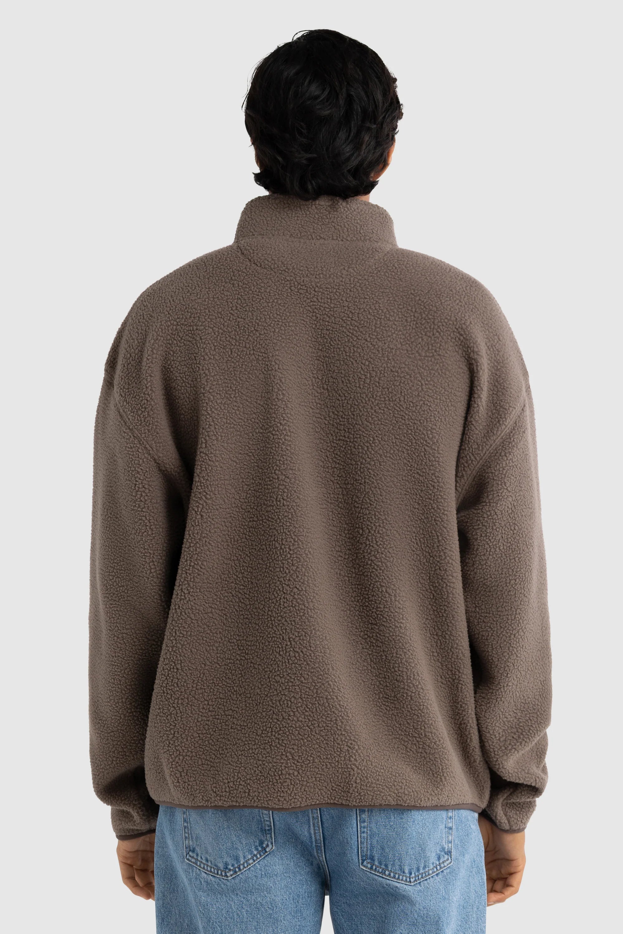 Unisex Sherpa Fleece Logo Quarter Zip | Espresso