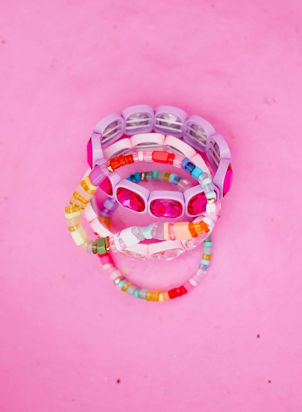 Colourful Block Bead Stretchy Bracelets | Set Of 3