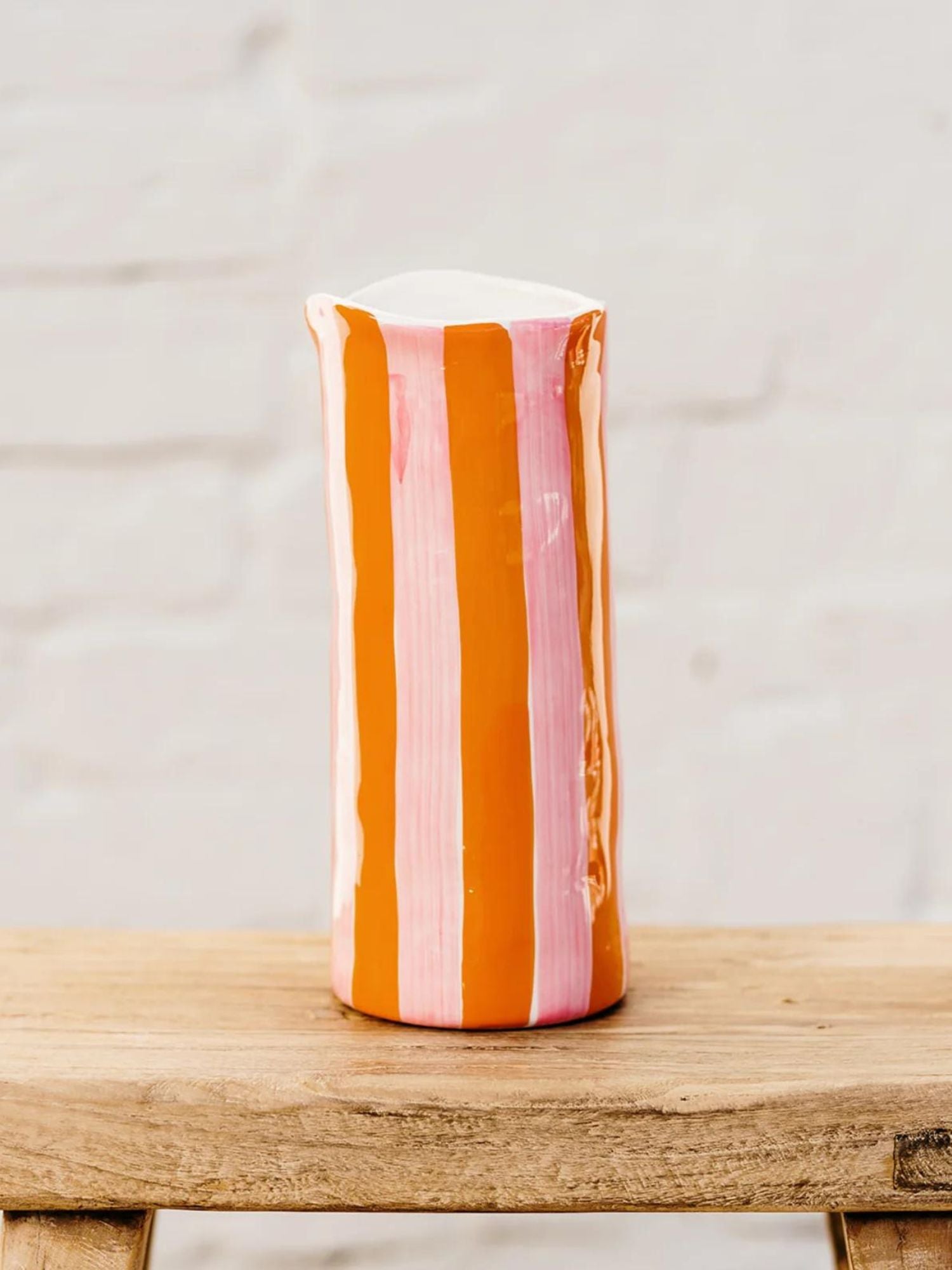 Noss & Co - Medium Striped Vase | Pink & Orange Stripe