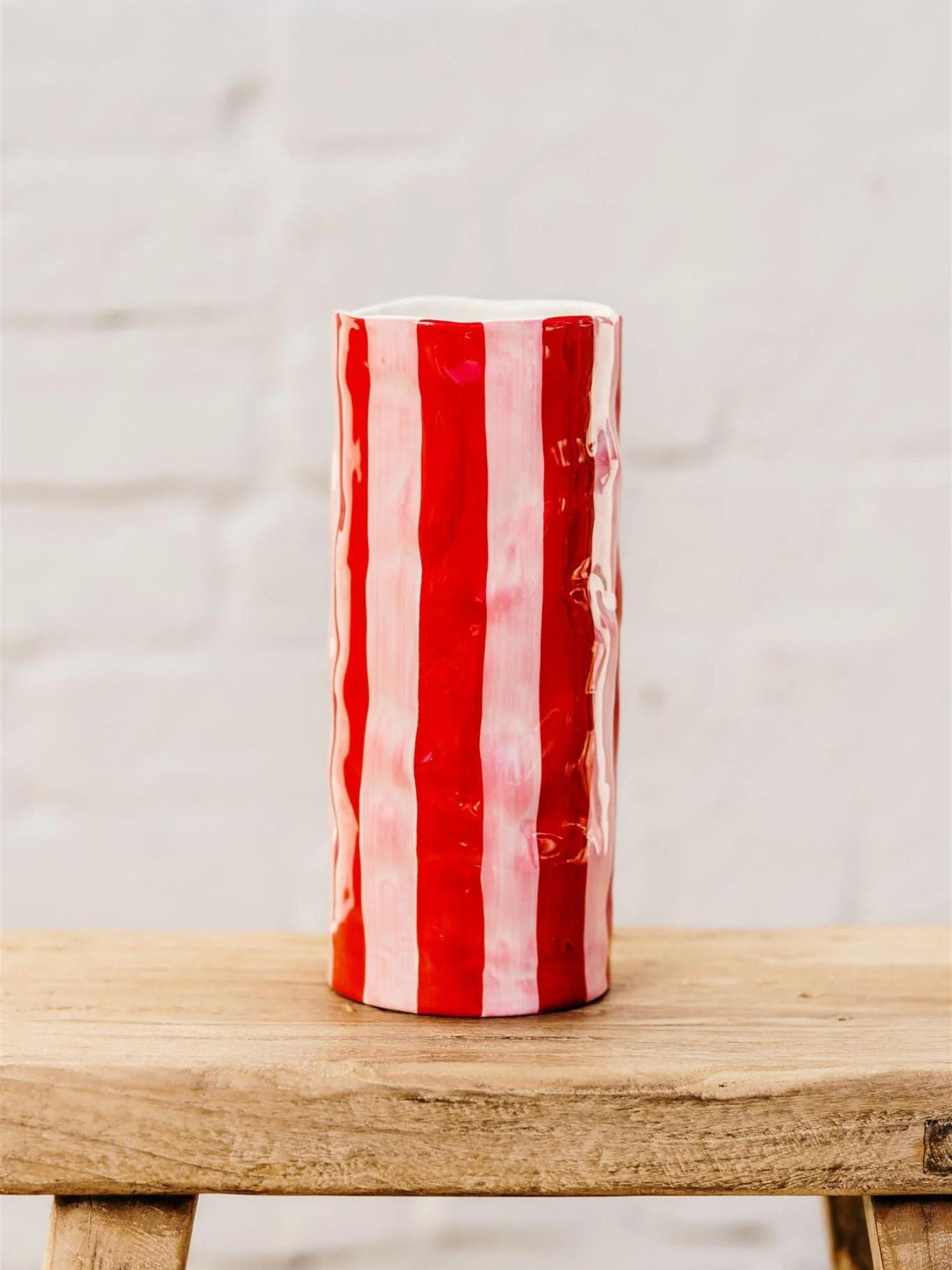 Noss & Co - Medium Striped Vase | Red & Pink Vase