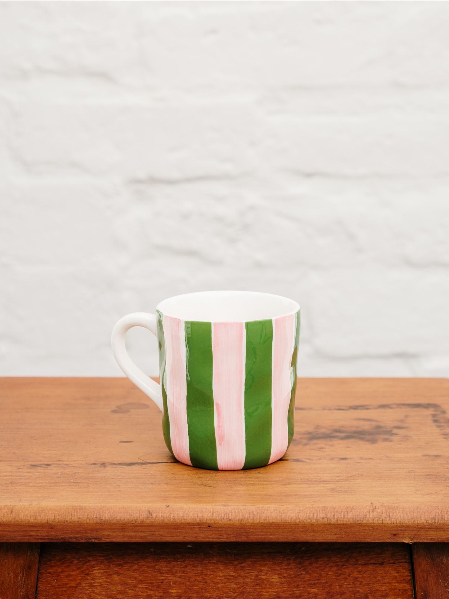 Noss & Co - Mug  | Pink & Dark Green Stripes