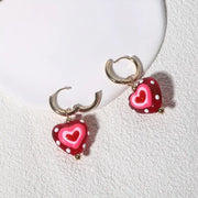 Red Love Heart Hoop Earrings