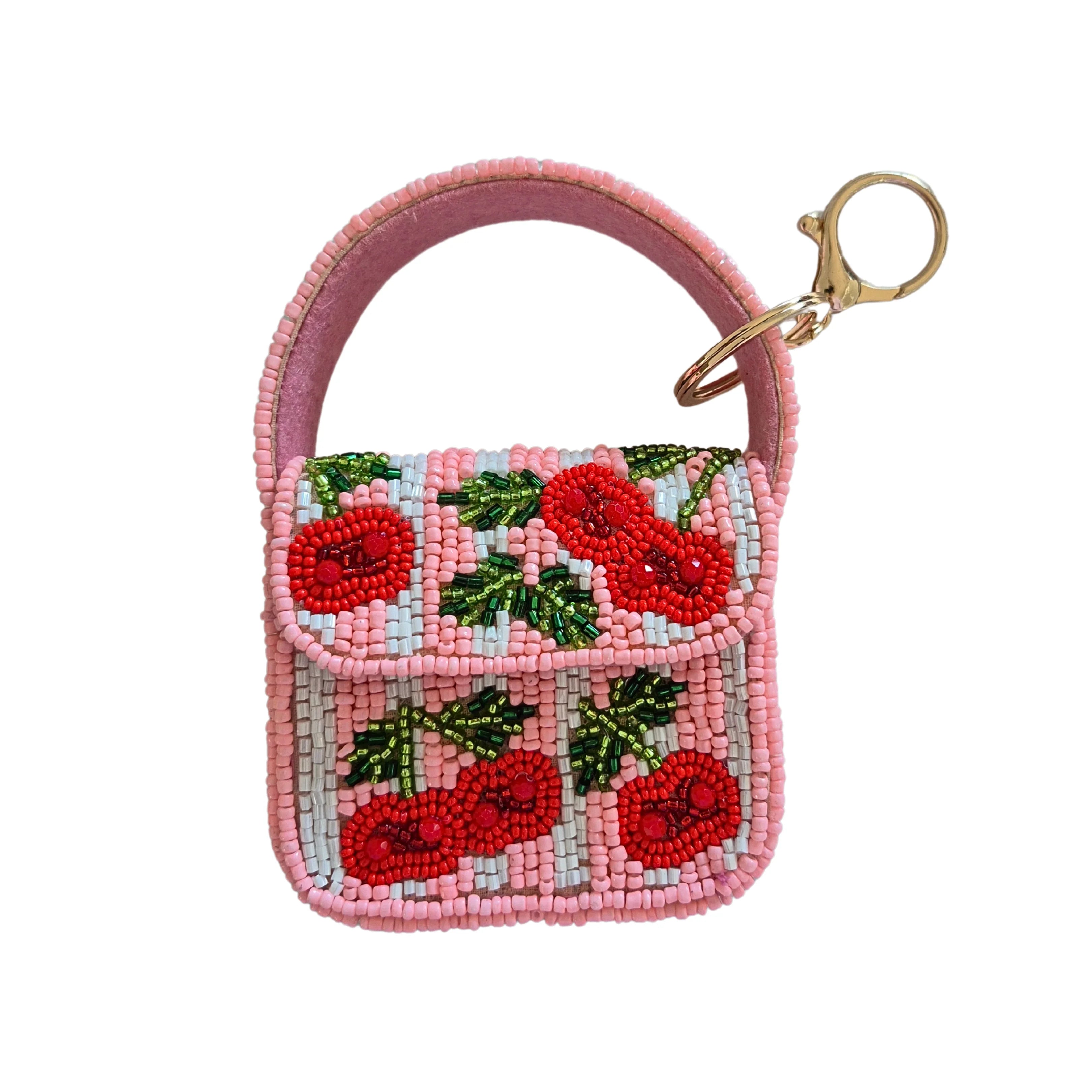 Zoda Mini Beaded Handbag Keychain | Cherries