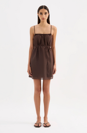 Ziki Linen Mini Dress | Chocolate
