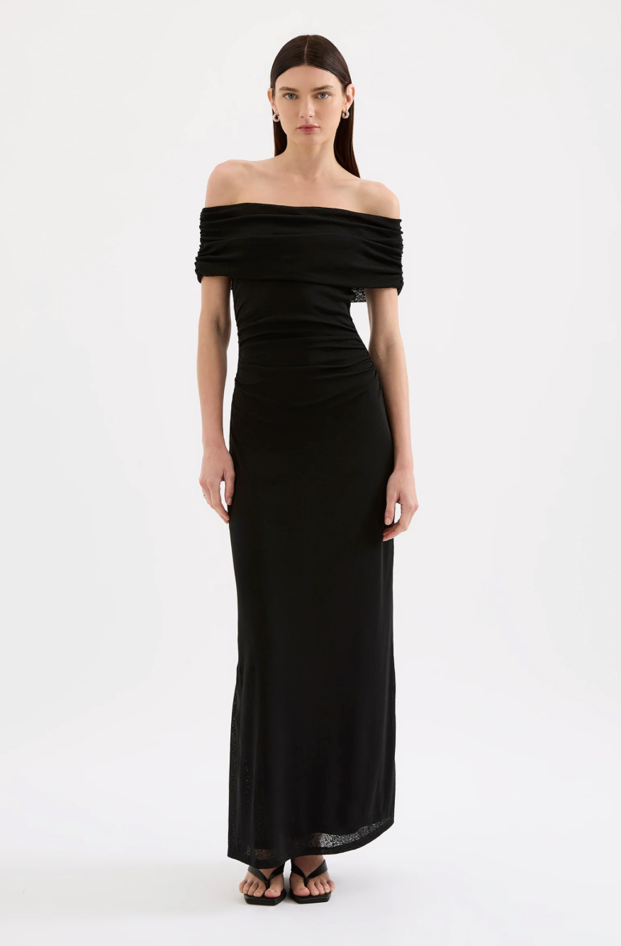 Rue Mesh Maxi Dress | Black