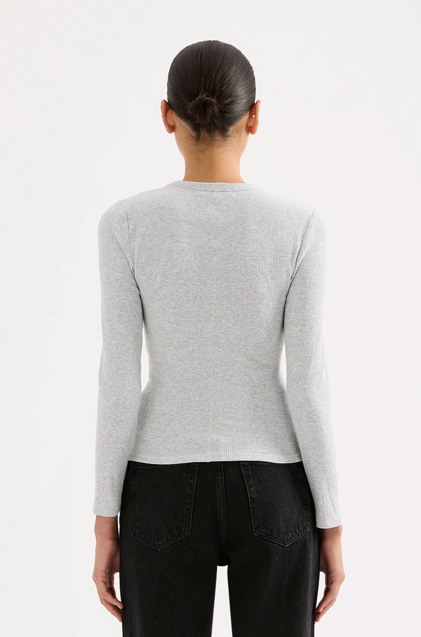 Organic Rib L/S Tee | Grey Marle