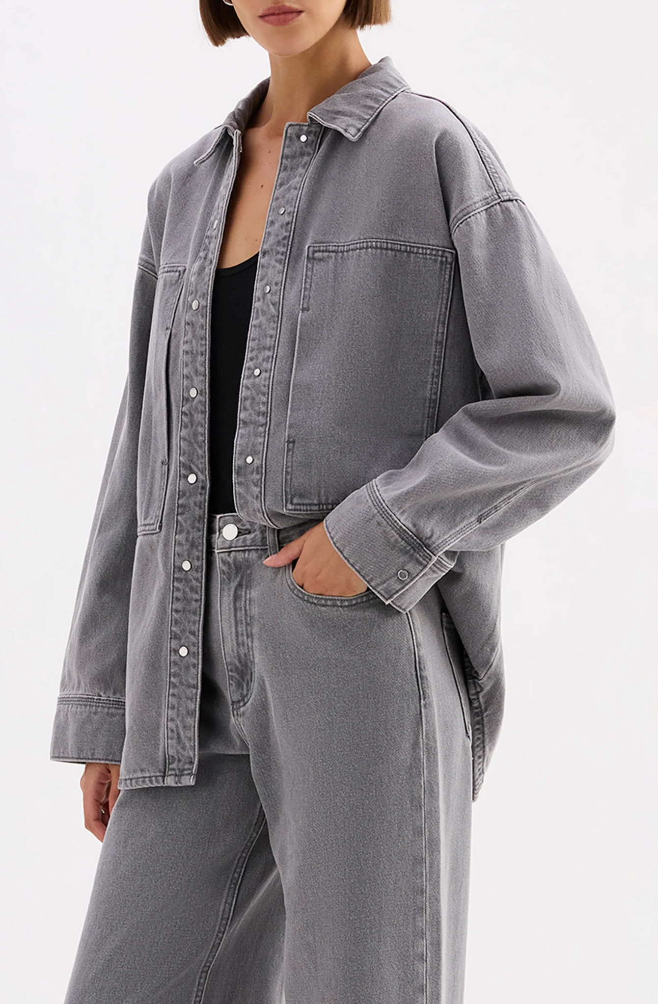 Calvi Denim Shacket | Steel