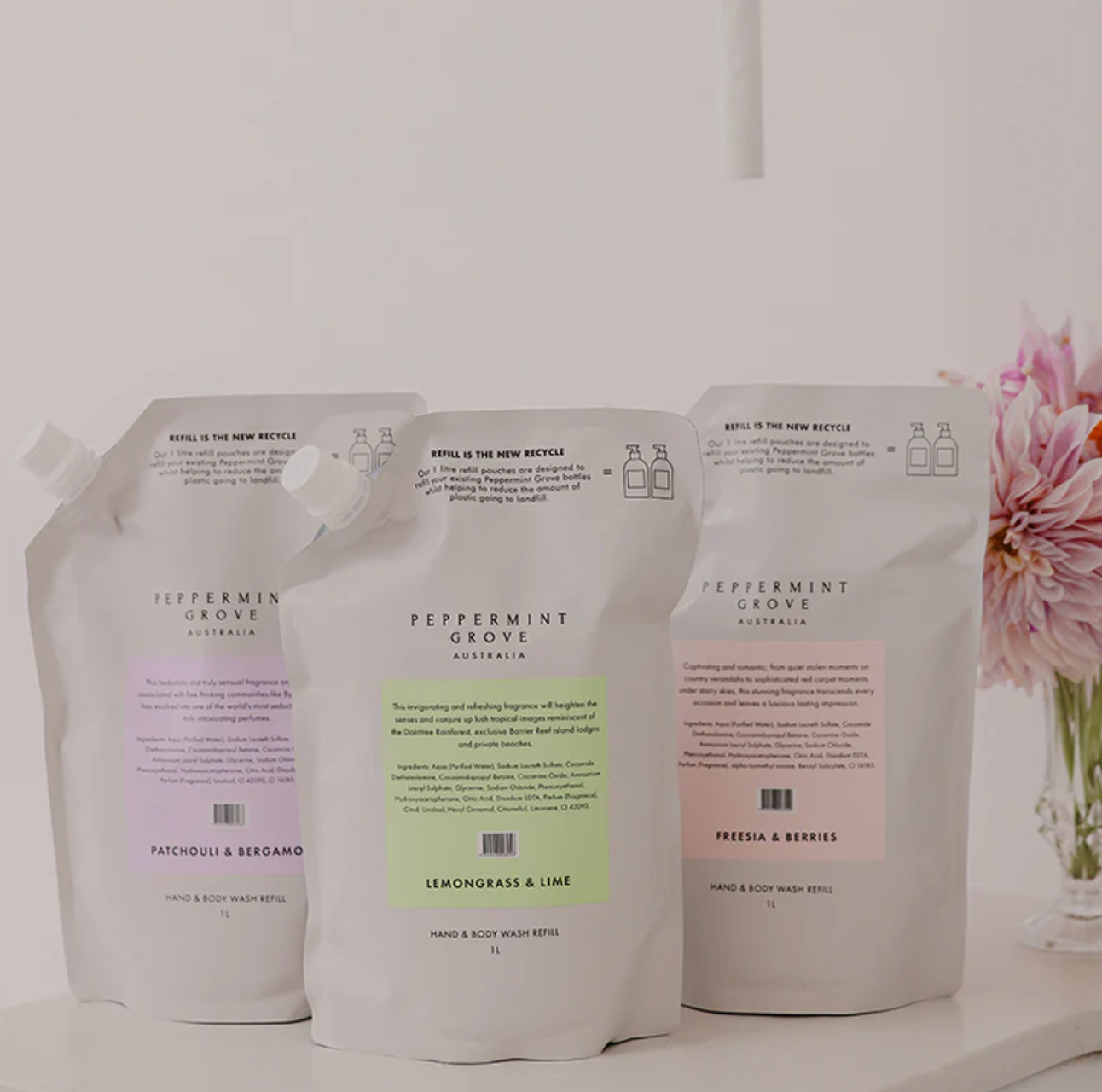 Peppermint Grove - Hand & Body Wash Refill 1L Pouch - Freesia & Berries