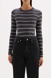 Lexi L/S Top | Coal Stripe