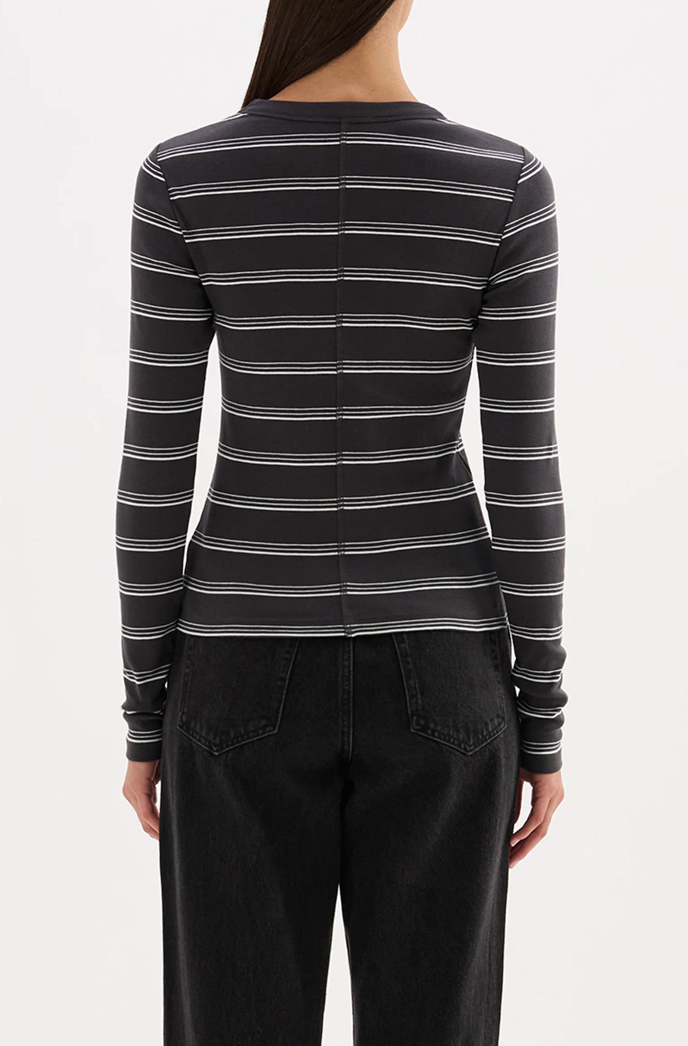 Lexi L/S Top | Coal Stripe