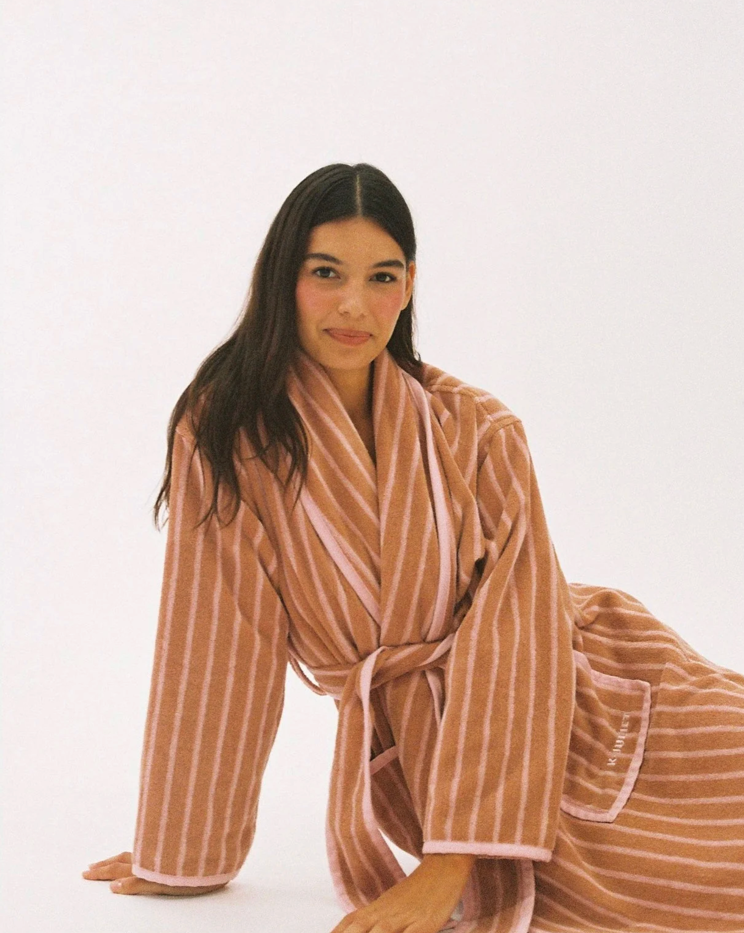 K Juliet - Winter Robe | Tan Stripe PREORDER