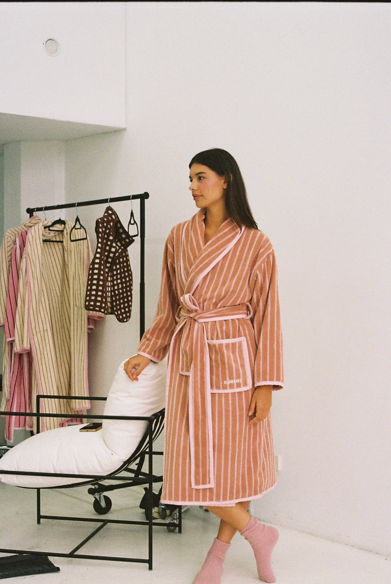 K Juliet - Winter Robe | Tan Stripe PREORDER