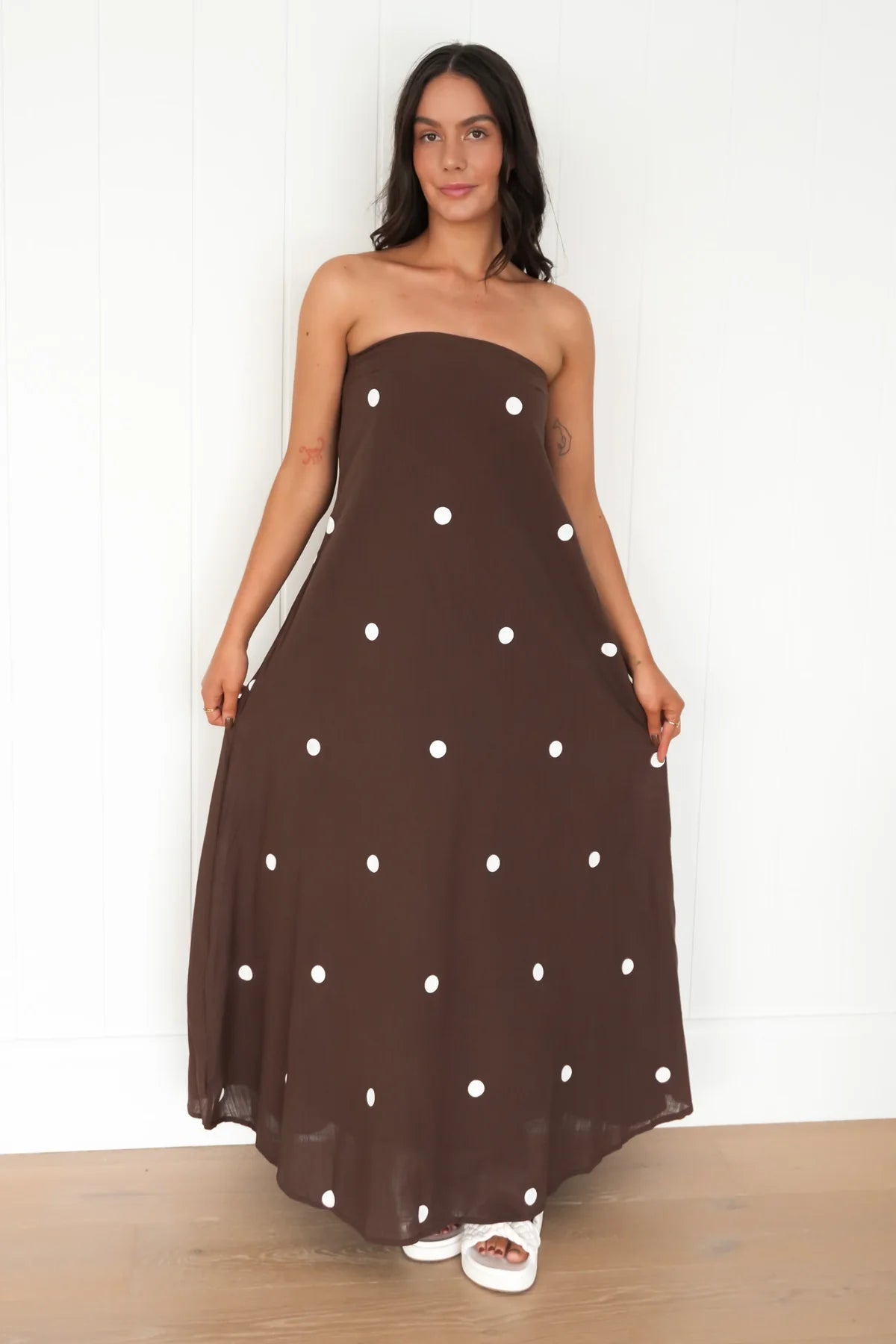 Sloane Maxi Dress | Chocolate Polka Dot