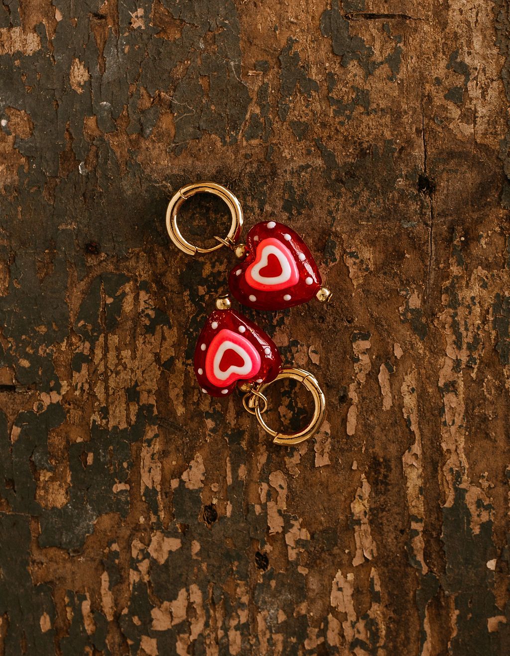Red Love Heart Hoop Earrings