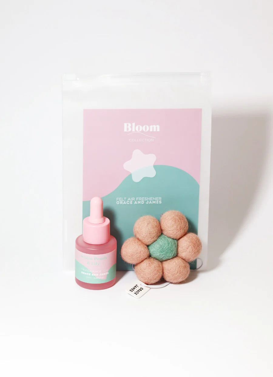 Grace & James Bloom Collection Felt Air Freshener  | White Peach & Lily