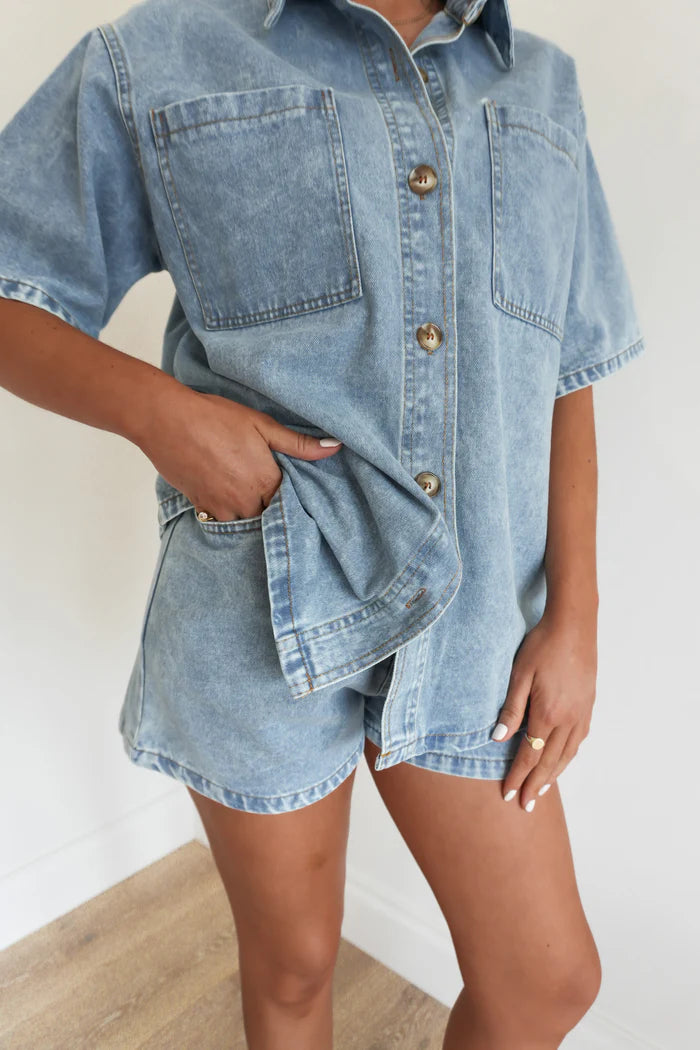 Xylia Denim Shorts | Light Blue