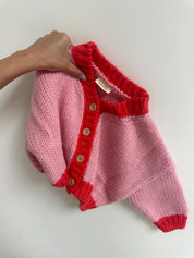 Zuri Contrast Cardigan | Pink/Red