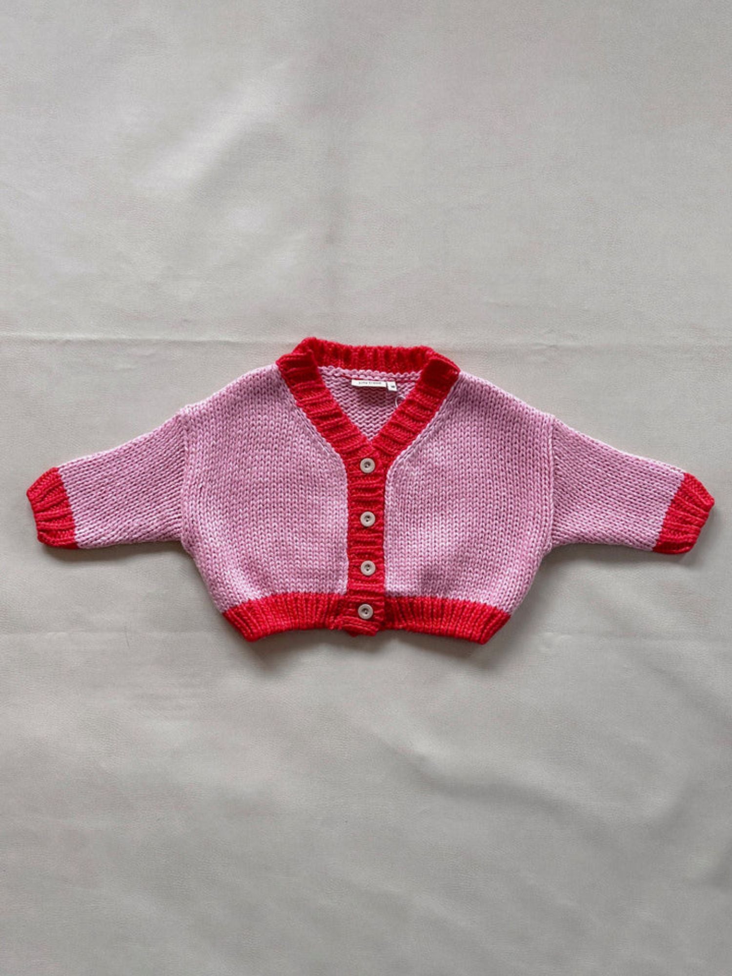 Zuri Contrast Cardigan | Pink/Red