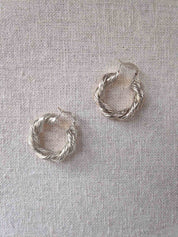 Freya Twisted Hoop Earrings in Silver