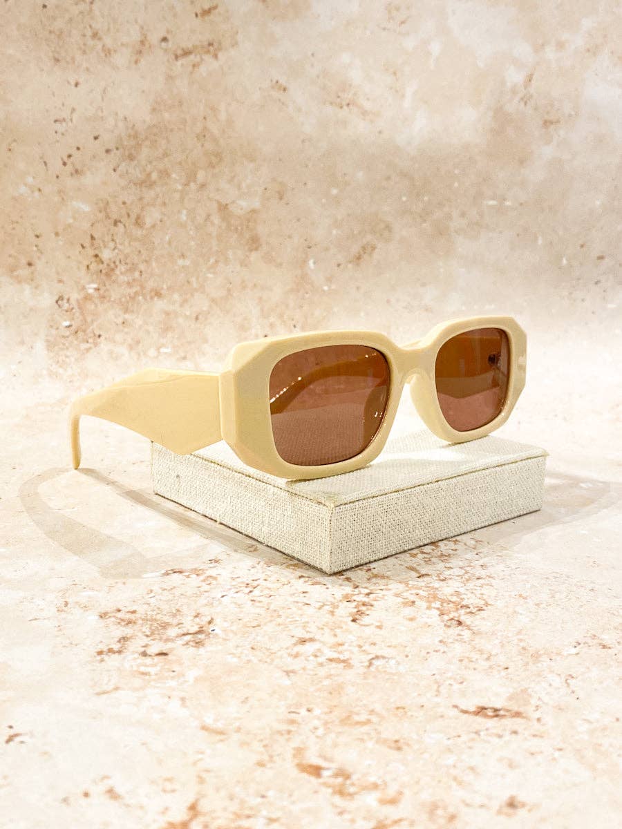 Hurley Retro Angular Sunglasses: Beige