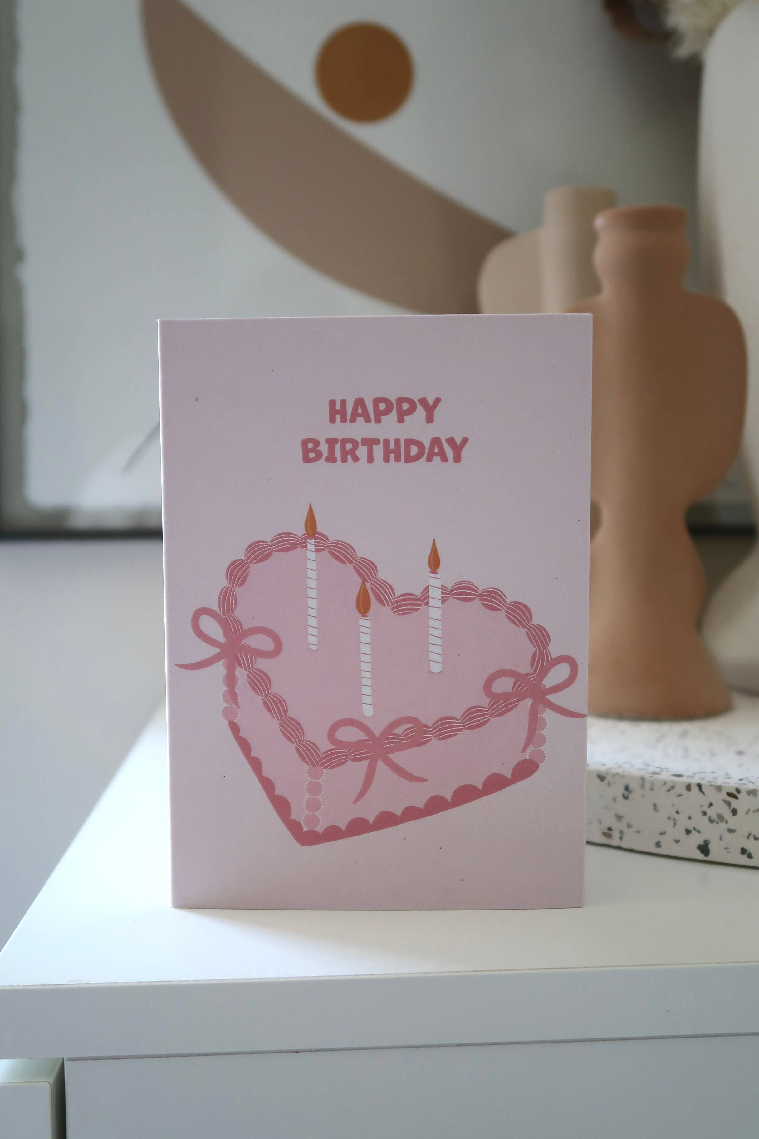 Pink Vintage Cake Birthday Card