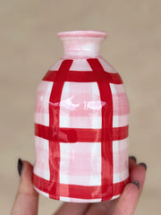 Bud Vase | Pink & Red Gingham