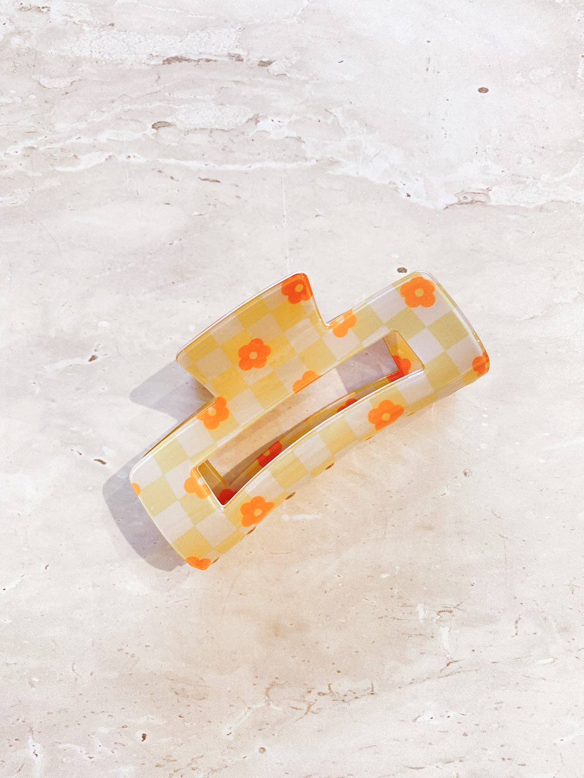 Checkered Flower Claw Clips: Yellow